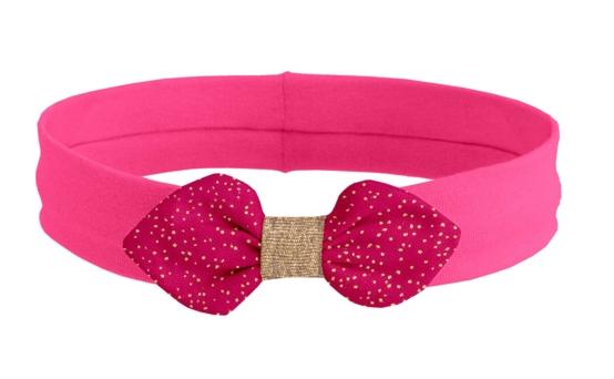 Bandeau jersey bébé noeud fuchsia pailleté