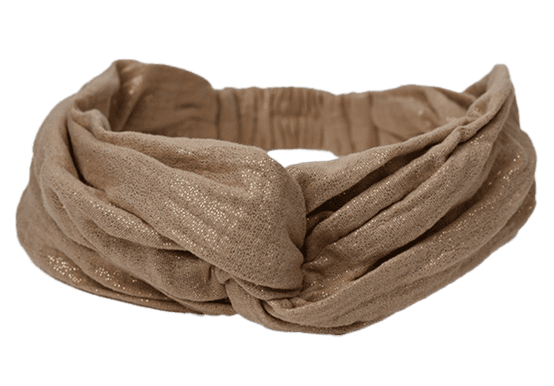 Bandeau croisé gaze pailletée camel
