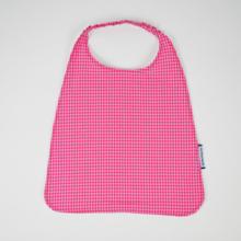 Serviette enfant élastique vichy rose fluo