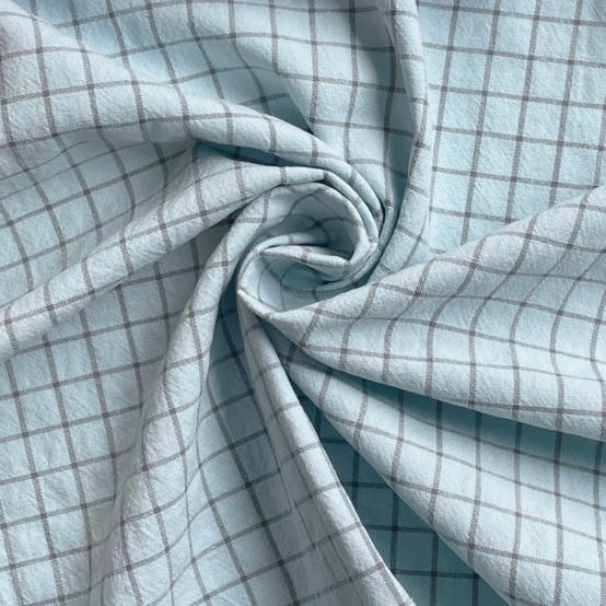 Tissu coton au mètre ex2528 carreaux bicolores bleu gris