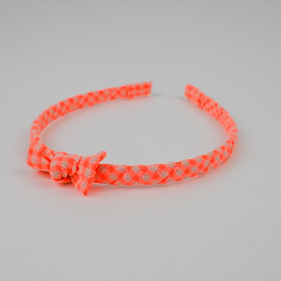 Serre-tête fin vichy orange fluo