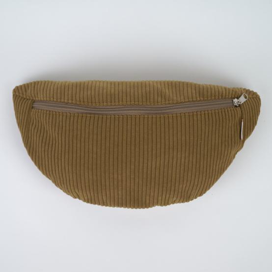 Sac banane velours côtelé large brun