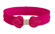 Bandeau jersey bébé noeud fuchsia pailleté