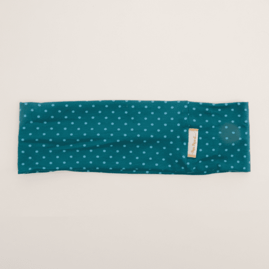 Bandeaux jersey pois bleu canard