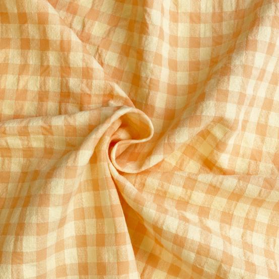 Tissu coton au mètre ex2532 vichy seersucker jaune peche
