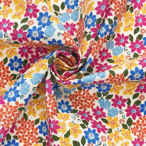 Tissu coton au mètre ex2536 tapis de fleurs multicolore