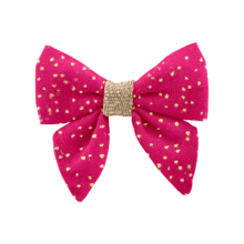 Barrette Mini Noeud Papillon fuchsia pailleté