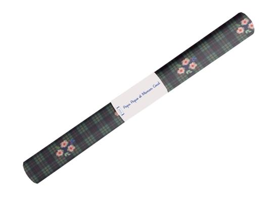 Coupon tissu enduit de 35cm  tartan fleuri
