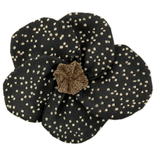 Petite Barrette Pétales de Fleur noir pailleté