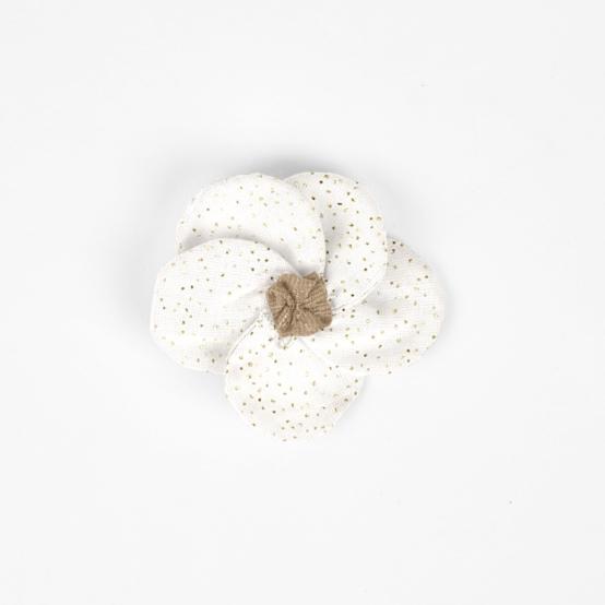 Petite Barrette Pétales de Fleur  blanc pailleté