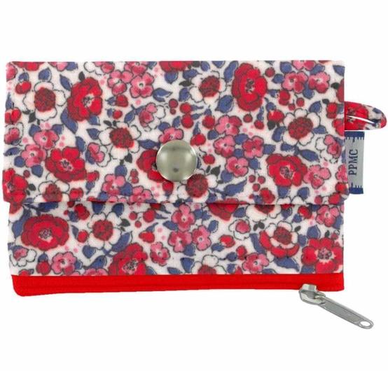 Mini pochette porte-monnaie rouge corolle