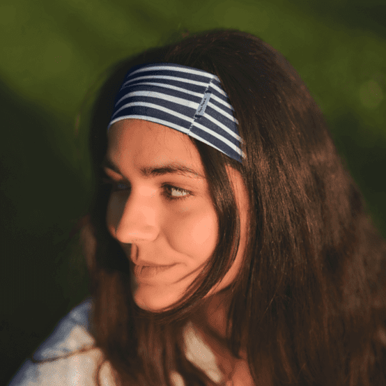 Bandeau jersey rayé ivoire marine