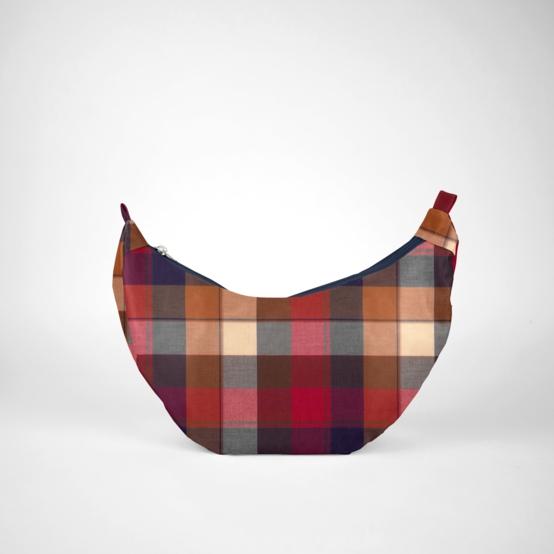 Sac demi lune petit  tartan lurex rubis