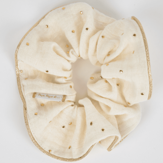 Grand Chouchou Passepoil gaze pois or écru