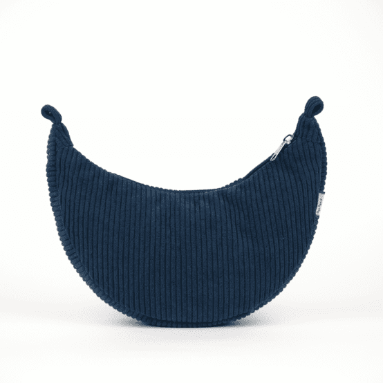 Sac demi lune petit  velours côtelé large marine