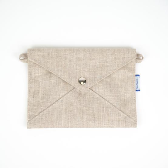 Pochette enveloppe moyenne lin argenté