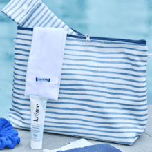 Trousse de toilette rayé bleu blanc