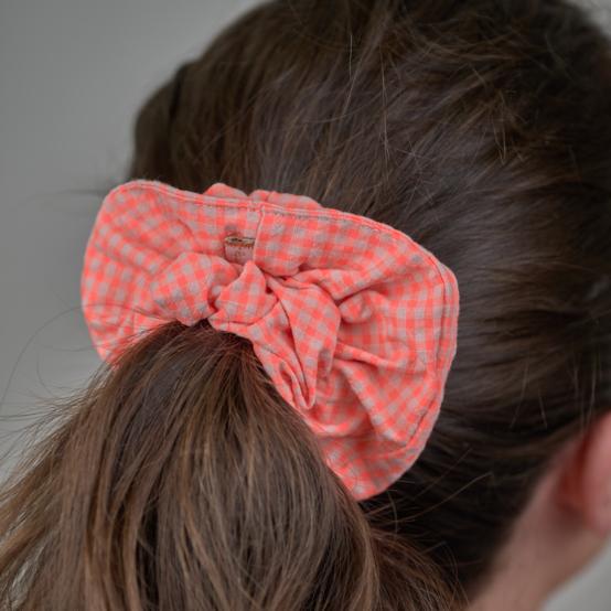 Chouchou vichy orange fluo