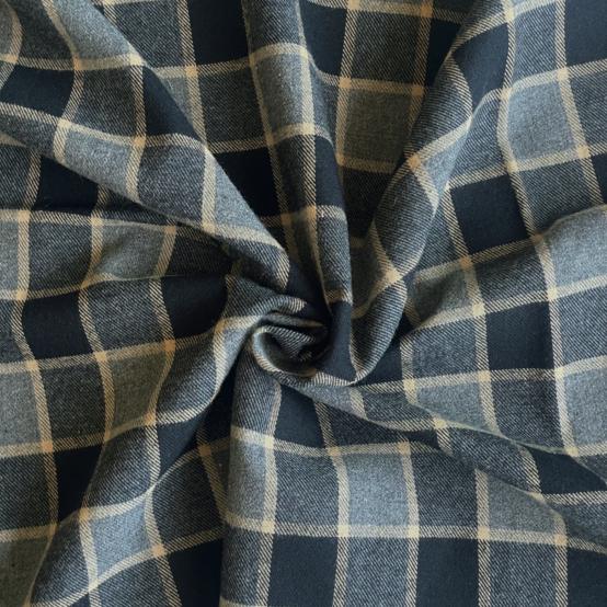 Tissu flanelle tartan noir sable