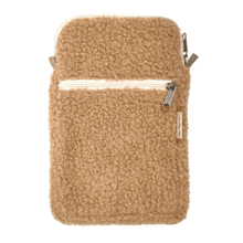 Pochette téléphone matelassée moumoute camel