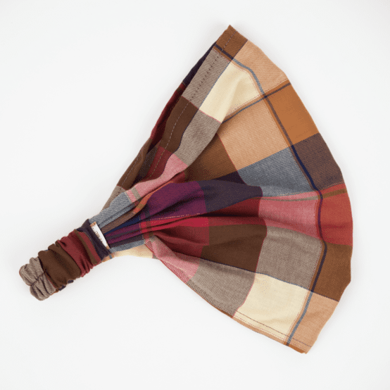 Bandeau fichu Enfant tartan lurex rubis