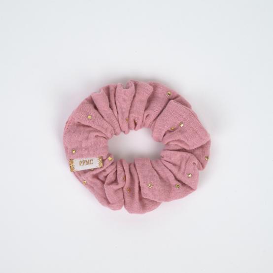 Petit Chouchou gaze pois or rose thé