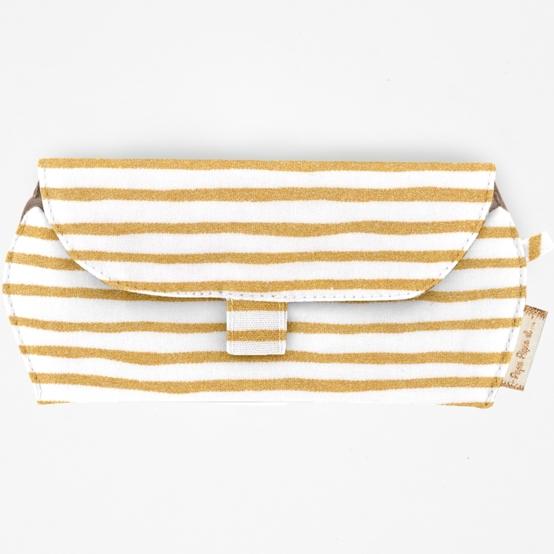 Etui à lunettes rayé or blanc