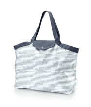 Grand sac cabas en tissu rayé bleu blanc
