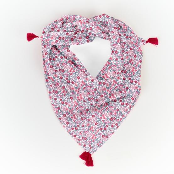 Petit foulard pompon rose grenadine