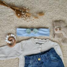Bandeau jersey bébé noeud gaze vert d'eau