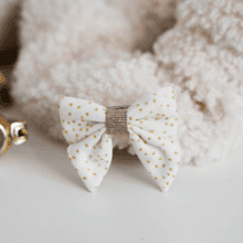 Barrette Mini Noeud Papillon  blanc pailleté