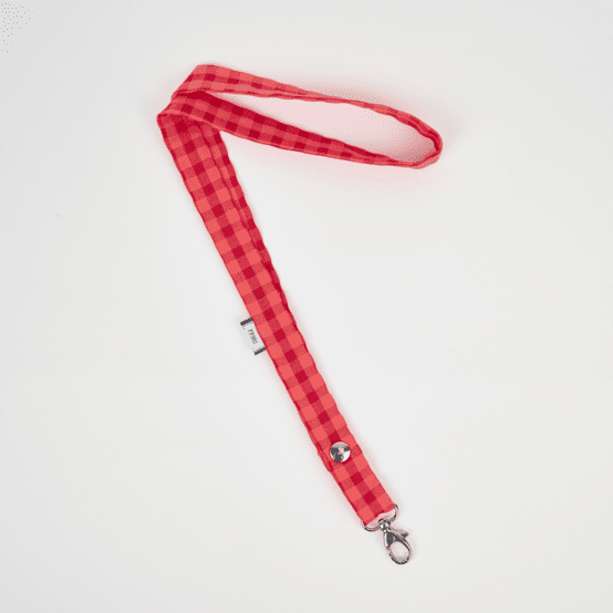 Porte-clés collier vichy rouge corail