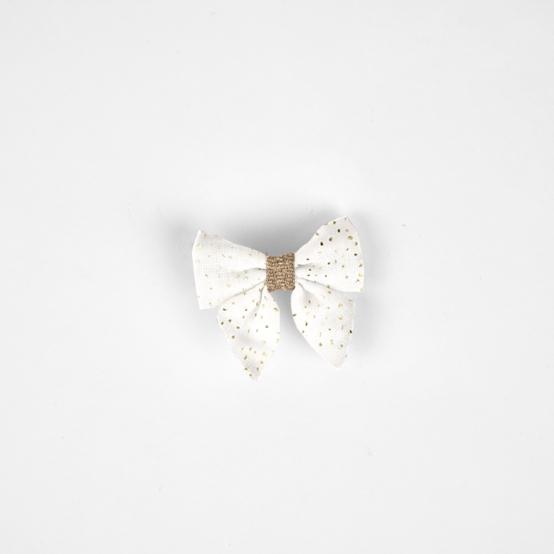 Barrette Mini Noeud Papillon  blanc pailleté
