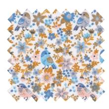 Tissu coton au mètre ex2357 oiseau fleuri bleu
