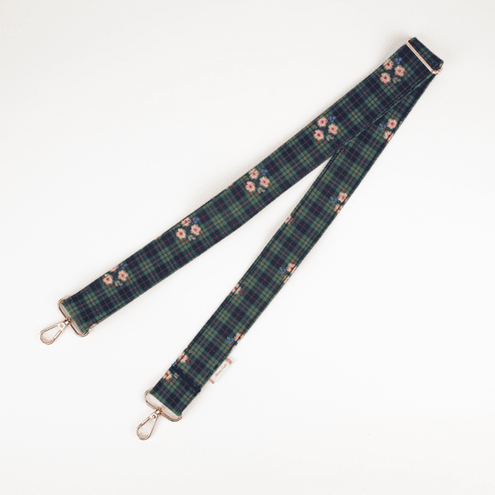 Bandoulière étroite tartan fleuri