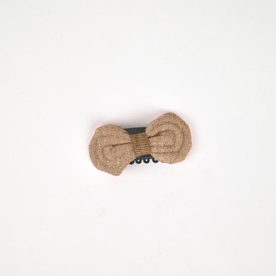 Barrette Noeud Anti-Glisse gaze pailletée camel