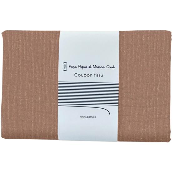 Coupon tissu 1 m gaze pailletée cognac
