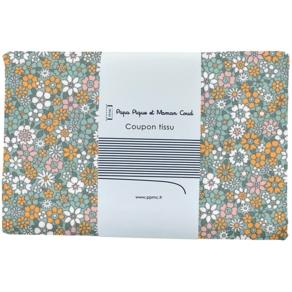 Coupon tissu 1 m  ex2503 fleuri retro lichen