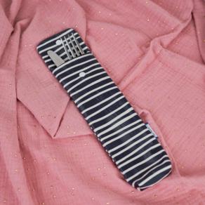 Pochette brosse à dents rayé ivoire marine