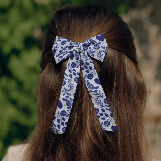 Barrette noeud ruban moyenne scandinavia bleu