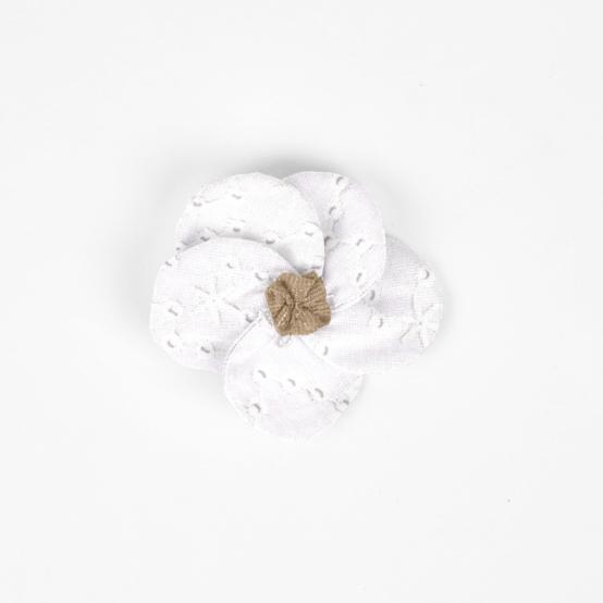 Petite Barrette Pétales de Fleur broderie anglaise étoiles blanches