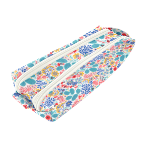 Trousse double compartiment champêtre bleuté