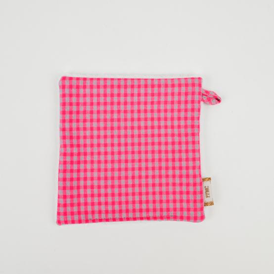 Carré Démaquillant Lavable vichy rose fluo