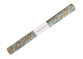 Coupon tissu enduit de 35cm  ex2503 fleuri retro bleu rose