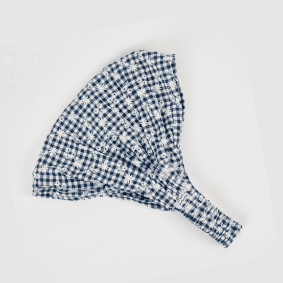 Bandeau fichu Enfant vichy brodé marine