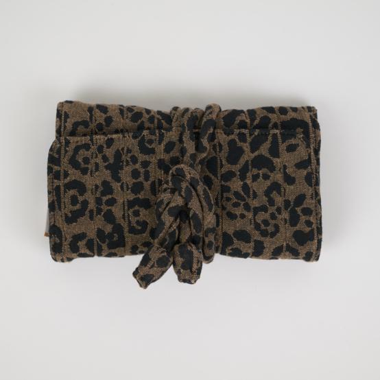 Pochette à bijoux leopard matelassé moka