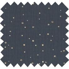 Tissu gaze pois or marine