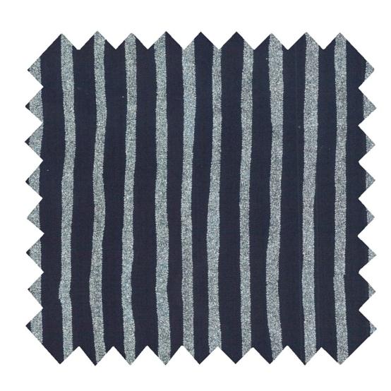 Tissu enduit  au mètre rayé argent marine