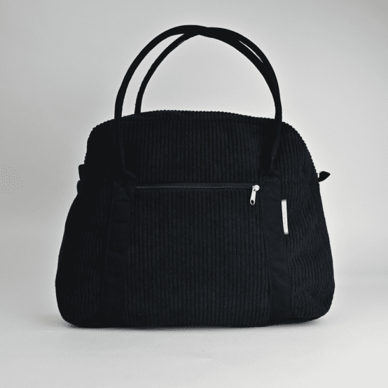 Sac bowling velours côtelé large noir