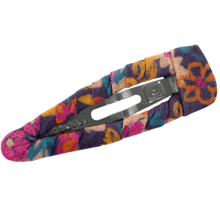 Barrette clic-clac tissu hippie fleurie